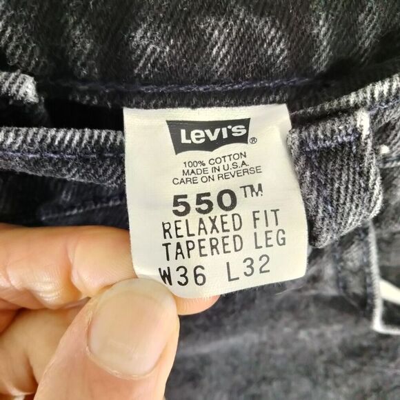 Levis 550 Vintage Jeans Men 36 x 32 Denim Relaxed Fit Tapered Leg USA Made Black - Picture 7 of 11